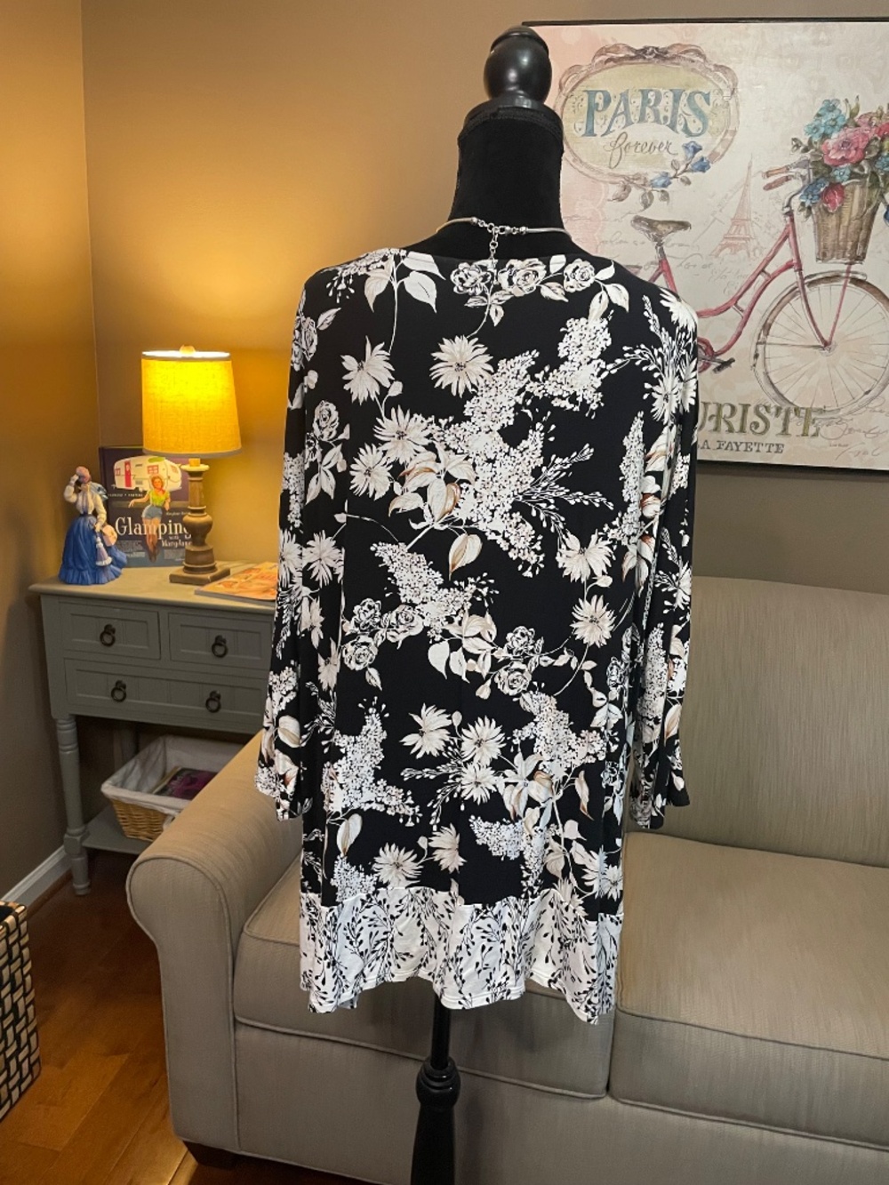 J. Jill Wearever Size XL Black & White Boat Neck Super Soft Stretch Tunic Top - Picture 3 of 8